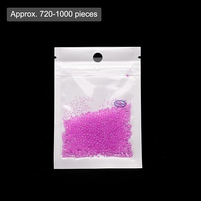 Iridescent Glass Tiny Bubble Beads, 0.4-3mm 10g No Hole Micro Mini Round Magenta Water Droplets Beads - Applications: for Resin Filler, Nail Art, Dollhouse Bath Tub