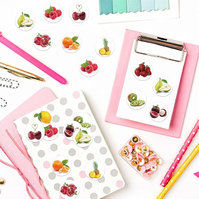 500Pcs Small Fruit Stickers,10 Design Realistic Food Stickers Colorful Waterproof Vegetable Fruit Decals for Laptop IPAD Ebook Reader Water Bottle Waterproof Aesthetic Sticker for Boys Girls Teens