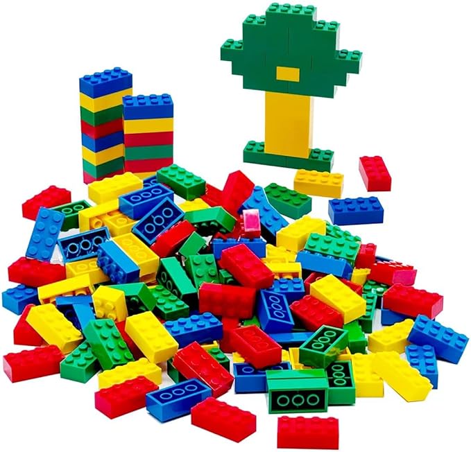 120Pieces Classic Building Bricks Blocks Toy Set 2x4 MOC Building Basic Bricks Parts and Pieces Compatible with Major Brands Construction Toys for Kids 6 yr+ (Red, Yellow, Blue, Green)