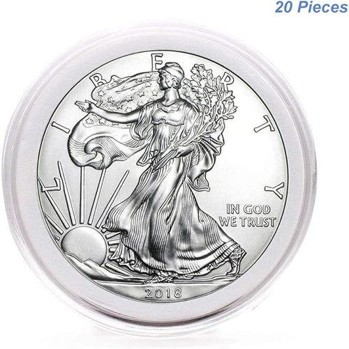 20pcs Clear Plastic Coin Capsules, Coin Collection Case of 5 Size with Adjustable Gasket for Coin Collection American Silver Eagle Liberty Coin &JFK Half Dollar & Bitcoin (19/21/25/30/40mm)-20pcs