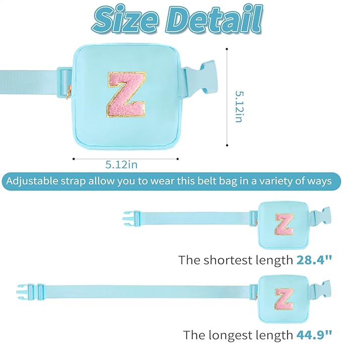 Mini Belt Bag Fanny Pack with Initials Letter Patch Small Crossbody Bags Cute Stuff Birthday Gifts for Teenager Girls Trendy Stuff for Teens - Z,Blue