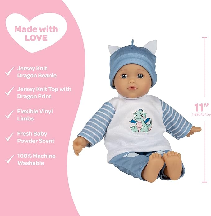 ADORA Little Love Baby Doll, Clothes & Accessories Set, Soft and Cuddly Doll with Sweet Baby Smeel and Machine Washable, Birthday Gift for Ages 1+ - Happy Dragon