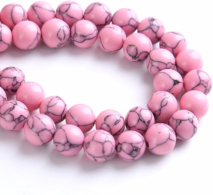 10MM 38PCS Pink Turquoise Spacer Loose Beads for Jewelry Making DIY Bracelet Necklace
