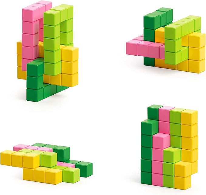 PIXIO Tropic - Tiny Magnetic Blocks Building Toy in The Pixel Art Style with Free App - 5/16" Plastic Cubes with 6 Magnets Inside - Open Ended Toy - Creativity Toy for Ages 6+ - 60pcs