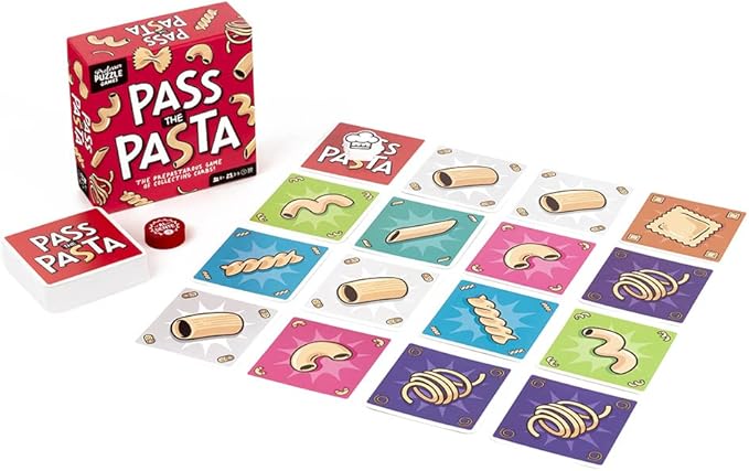 Professor PUZZLE Pass The Pasta Games - Family Board Game of Strategy and Shape Collection. - Perfect for Family Games Night.