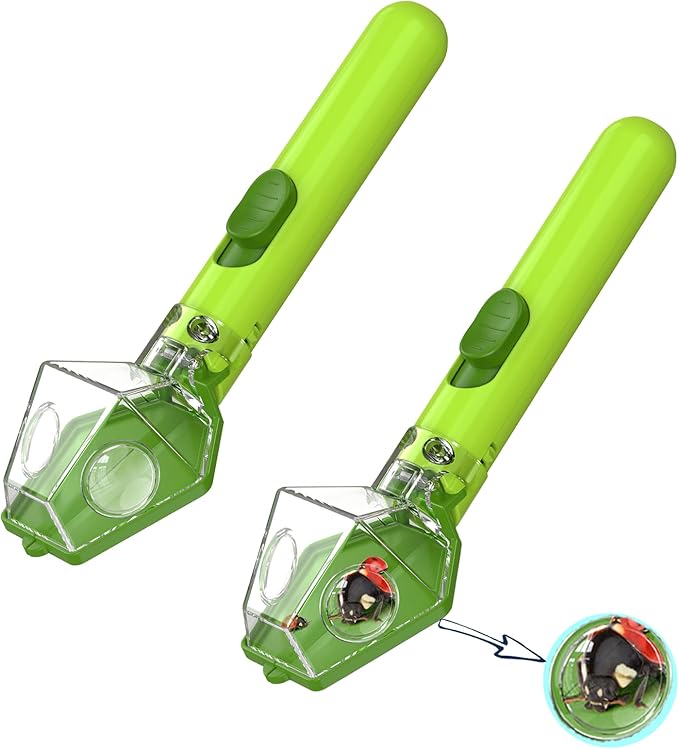 Bug Catcher, Insect Trap Kit with 6X Magnifier, STEM Educational Exploration Toys Gifts for Kids Adult, Catching Ladybugs, Butterflies, Dragonflies, Spider (Green 2PCS)