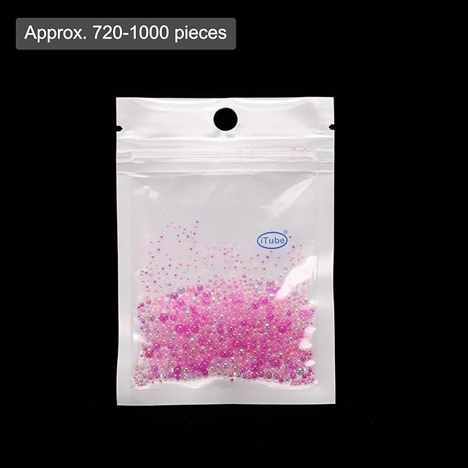 Iridescent Glass Tiny Bubble Beads, 0.4-3mm 10g No Hole Micro Mini Round Pink Water Droplets Beads - Applications: for Resin Filler, Nail Art, Dollhouse Bath Tub