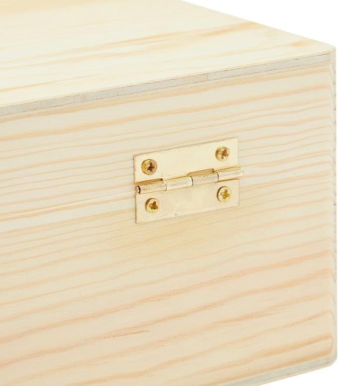 Bright Creations Unfinished Wooden Storage Box - 9 x 12 x 3.3 In, Paulownia Wood, Hinged Lid - Jewelry Box & Craft Storage - Paintable Chest for DIY Projects