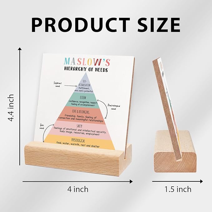 Mental Health Decor for Women, Therapist Office Desk Plaque, Book Center Playroom Calming Corner Sign Decorations, Maslow's Hierarchy of Needs Sign Wooden