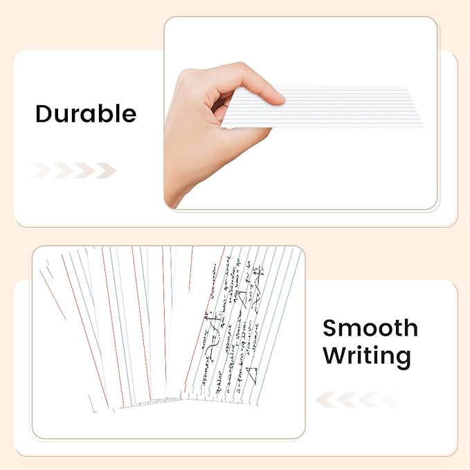400 Count Index Cards 3x5 Inch - 180gsm Heavyweight White Flash Card (50 Sheets Each), Durable & Portable Note Taking for Students, Teachers, Study Flashcards for School Office Home
