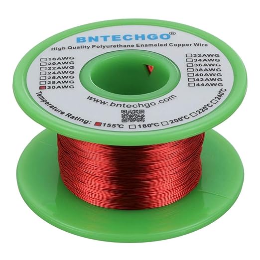 BNTECHGO 30 AWG Magnet Wire - Enameled Copper Wire - Enameled Magnet Winding Wire - 4 oz - 0.0098" Diameter 1 Spool Coil Red Temperature Rating 155℃ Widely Used for Transformers Inductors