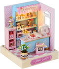 TuKIIE DIY Miniature Dollhouse Kit with Furniture, 1:24 Scale Creative Room Mini Wooden Doll House Plus Dust Proof for Kids Teens Adults(Yummy Candy)