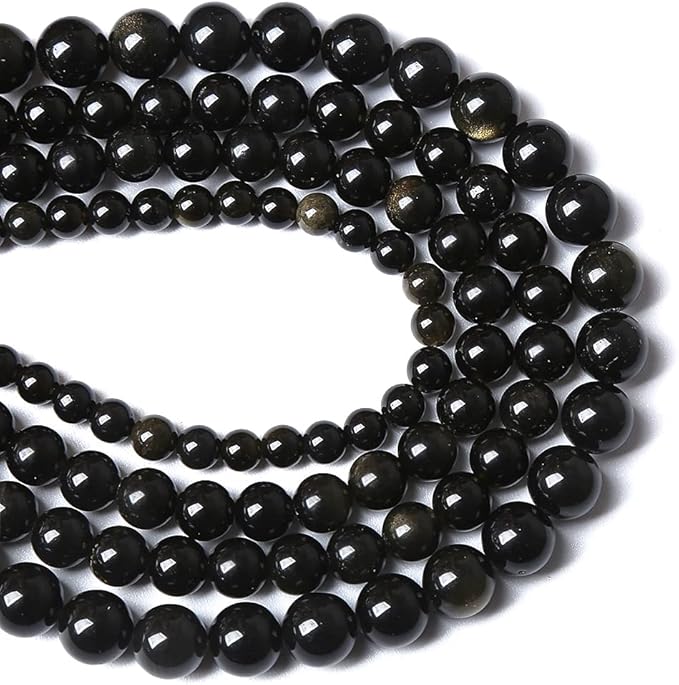 6MM 60PCS Natural Stone Golden Obsidian Loose Spacer Beads for Jewelry Making DIY Bracelet