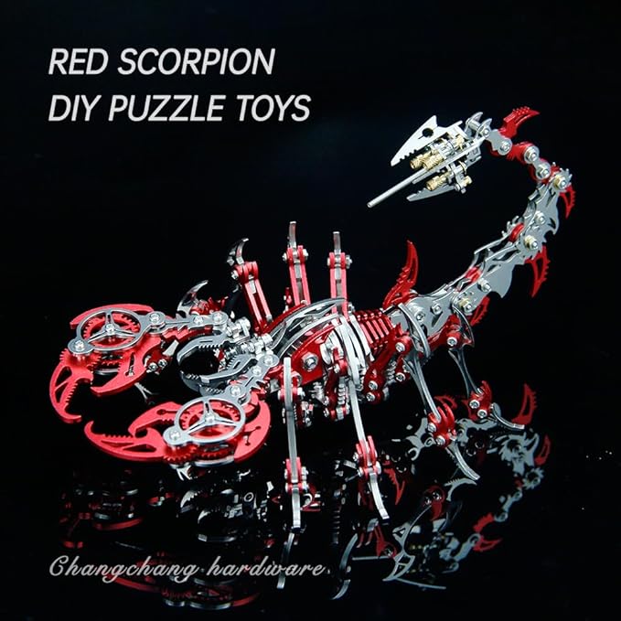 Scorpion 3D Metal Model Kits to Build DIY Colorful 3D Puzzle Ornaments for Adults,Teens Birthday Christmas (red Metal)