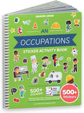 Sticker Book for Kids 2-4, 500+ Kid Stickers, When I Grow Up by Cupkin, 12 Coloring Pages, 12 Side by Side Scenes, Fun Toddler Travel Activity Coloring and Sticker Books for Kids Ages 4-8 + 8-10