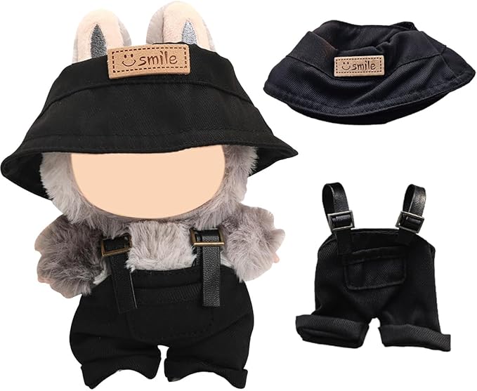 17cm Doll Clothes Set, Premium Jeans & Knitted Sweater Outfit for 17cm 15cm Dolls, Cute Dress Up Fashion, No Doll Included (Black/Man, 17cm/15cm)