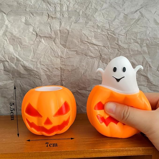 3 PCS Spooky Pumpkin Squeeze Toys - Halloween Fidget Toy for Stress Relief - Cute and Portable Squeeze Toy for Kids and Adults
