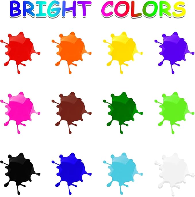 ABEIER Washable Finger Paint Kit for Toddlers, 12 Colors with Paint Tools, Safe Non-Toxic, Baby Safe Paint for Hand and Feet, Mess Free Art Supplies for Kids, DIY Crafts, Kids Gifts, Ages 3+