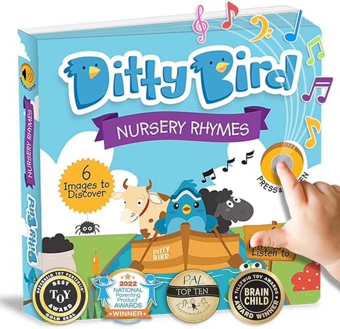 Ditty Bird Musical Books for Toddlers | Interactive Nursery Rhymes Book with Sound – Old Macdonald’s Farm & More Songs | Fun Baby Book for 1-3 Year Olds | Sturdy Sound Book for Toddlers