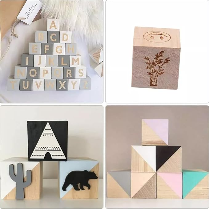 1cm Wood Blocks for Crafts, 500Pcs Unfinished Wood Cubes, Natural Pine Small Wood Square Blocks, Wooden Cubes for Arts Crafts and DIY Projects ﻿