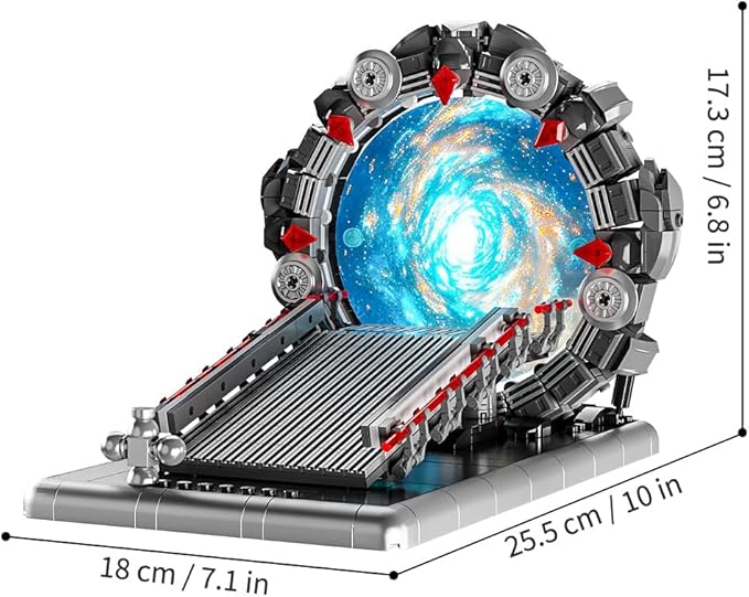 Tunnel Mirror Building Blocks Toy, Tunnel Ring Model with Battle Vehicle, Gifts for Sci-Fi Movie Lovers, Boys and Girls 6+ (855Pcs) Compatible with Lego