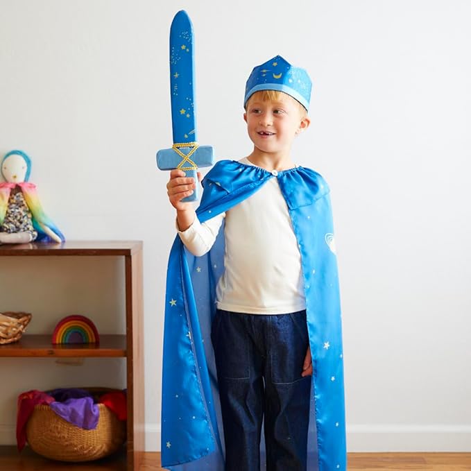 Sarah's Silks - Star 100% Silk Cape for Pretend Play as a Superhero, Princess, Fairy or Elf. 32" Long and 7"-12" Adjustable Neck Band