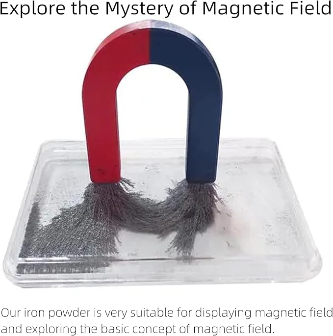 AOMAG Magnetic Iron Powder Filings Sand for Magnet Education, School Projects and Science Experiments Storage Jar (13 Ounces) with Shaker Lid