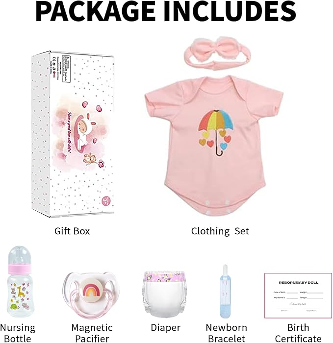 SCOM Lifelike Reborn Baby Dolls - Meadow 18 Inch Realistic Baby Dolls Newborn Girl Cloth Body Vinyl Limbs Gift or Toys Collection for Kids Age 3+
