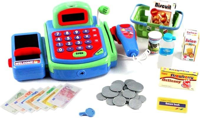 Pretend Play Electronic Cash Register Toy Realistic Actions and Sounds