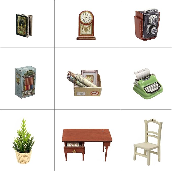 CUTEROOM DIY Doll Room Miniature Furniture Wooden House Kit - Wooden Dolls House Kit with Dust Cover & LED Light and Accessories - QT Series Dollhouse (QT031)