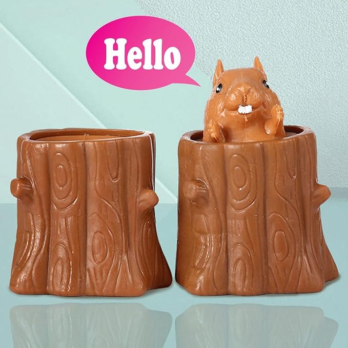 3 PCS Set Squeeze Squirrel Toys Decompression Evil Squirrel Cup, Sensory Fidget Toys, Squishes Toy Stress Relief for Kids & Adult Tricky Funny Squeeze Toys