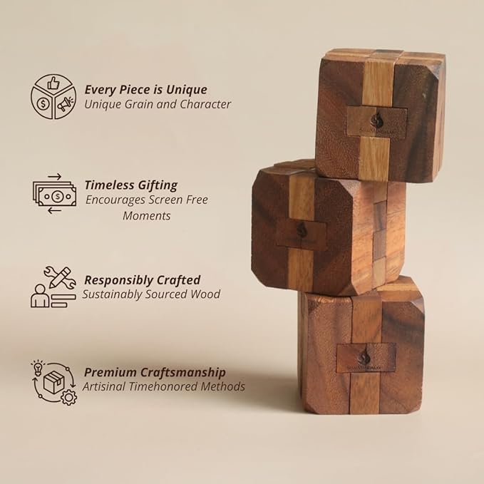 Hidden Passage Wooden 3D Mechanical Puzzle for Adults – Brain Teaser Game | Desk Toy | Handmade Interlocking Wood Puzzle | Mind Teaser Logic Challenge Toy by SiamMandalay