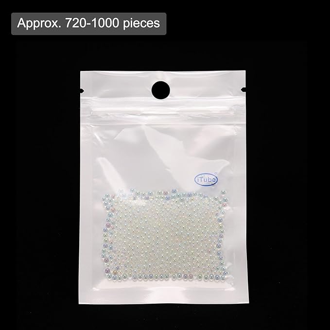 Iridescent Glass Tiny Bubble Beads, 2.0-2.5mm 10g No Hole Micro Mini Round White Transparent Water Droplets Beads - Applications: for Resin Filler, Nail Art, Dollhouse Bath Tub