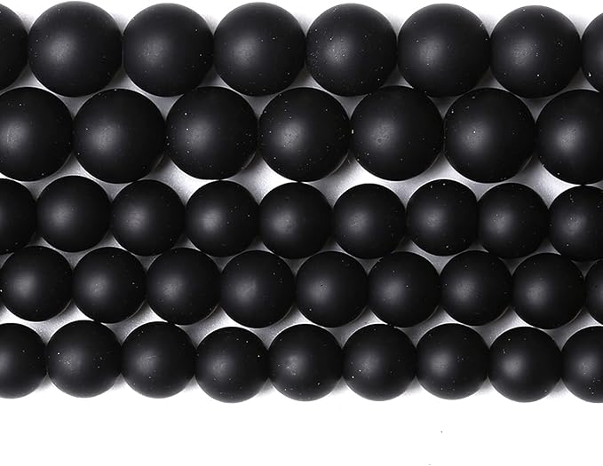 10MM 38PCS Natural Stone Matte Black Agate Loose Beads for Jewelry Making DIY Bracelet Necklace
