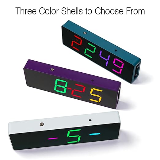 EIELE Soldering Practice Kit 4-Digit RGB Colour LED Digital Clock Kit with colourful case Suitable for students and beginners to solder and learn Adult Electronic Soldering Projects (purple case)