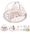 Baby Play Gym Mat, Tummy Time Activity Mat with 7 Detachable Toys and 12 Milestone Cards for Stage-Based Sensory and Motor Skill Development, Washable Play Mats for Infant, Newborn Baby Essentials