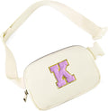 Gitus Gifts for 8 9 10 11 12 Year Old Girls Belt Bag Fanny Pack Crossbody Bags with Initial Letter Patch Cute Stuff Birthday Gifts for Teen Girls Women Personalized Trend Stuff (Ivory-K)
