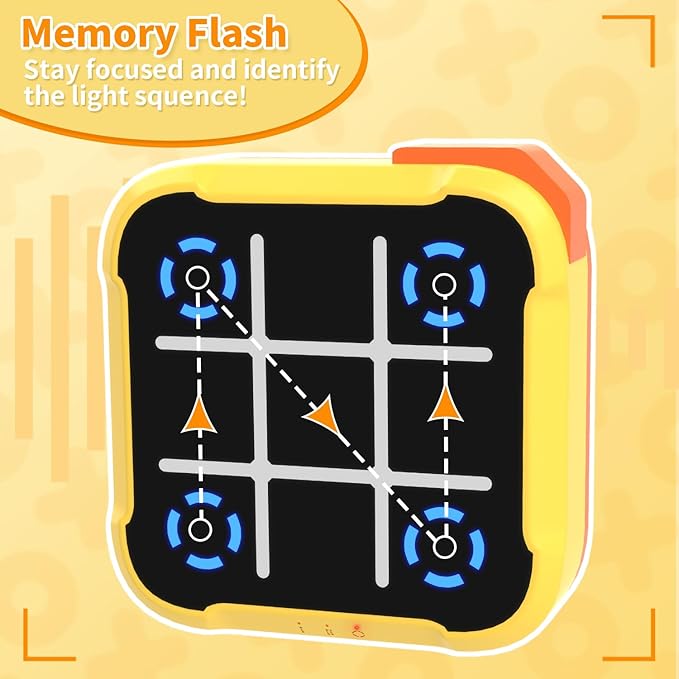 4 in 1 Handheld Tic Tac Toe Game, Electronic Digital Puzzle Game Console with Memory Flash, Whack-a-Mole, Portable Travel Toy Gift for Kids & Adults