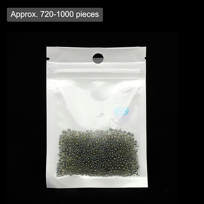 Iridescent Glass Tiny Bubble Beads, 0.4-3mm 10g No Hole Micro Mini Round Gray Water Droplets Beads - Applications: for Resin Filler, Nail Art, Dollhouse Bath Tub