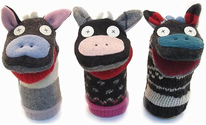 Cate & Levi - Hand Puppet - Premium Reclaimed Wool - Handmade in Canada - Machine Washable (Cow)