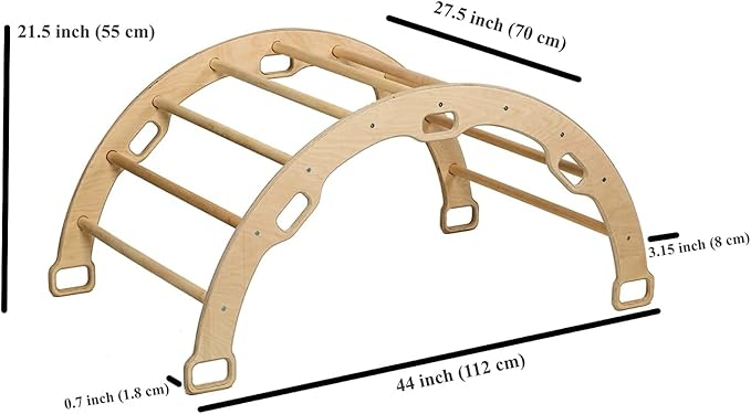 Climbing Arch | Montessori Rocker Arch | Arch with Cosy Pillow | Wooden Climbing Arch with Cushion | Wooden Climbing Arch and Rocker | Indoor Playground Cosy Cushion Rocker (Origami)