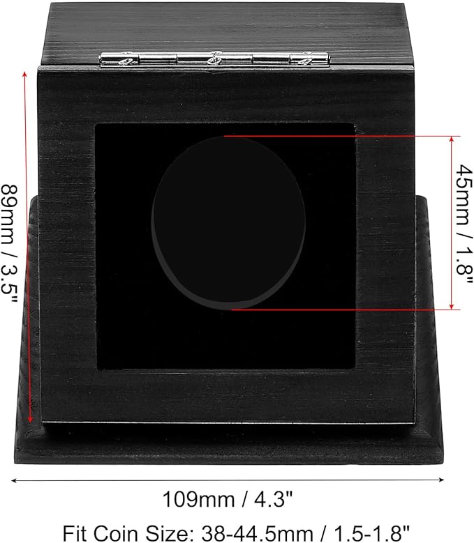 PATIKIL Coin Display Case, 1 Slot Coin Presentation Display Box Coin Box Coin Case with Coin Holder Fit 38-44.5mm Coin for Silver Dollar Collectors, Black
