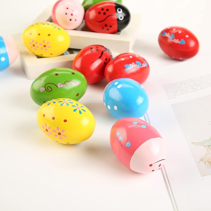 6Pcs Wooden Egg Shakers Hand Musical Maracas Percussion Instruments