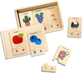 Alphabet Wooden Puzzles with Storage Box - 26 Pairs Self-Correcting ABC Puzzle - Uppercase & Lowercase Alphabet Learning Toys Matching Game - Preschool Educational Toys - Educational Gift 3+