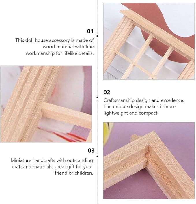 DOITOOL 2Pcs 1: 12 Dollhouse Window Frame Dollhouse Miniature Furniture Mini Wooden Window Frame DIY Dollhouse Bedroom Accessories, 3.3 x 4.5inch