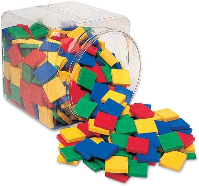Learning Resources Square Color Tiles, Counting, Sorting Toy, Set of 400 in 6 Colors, Ages 4+