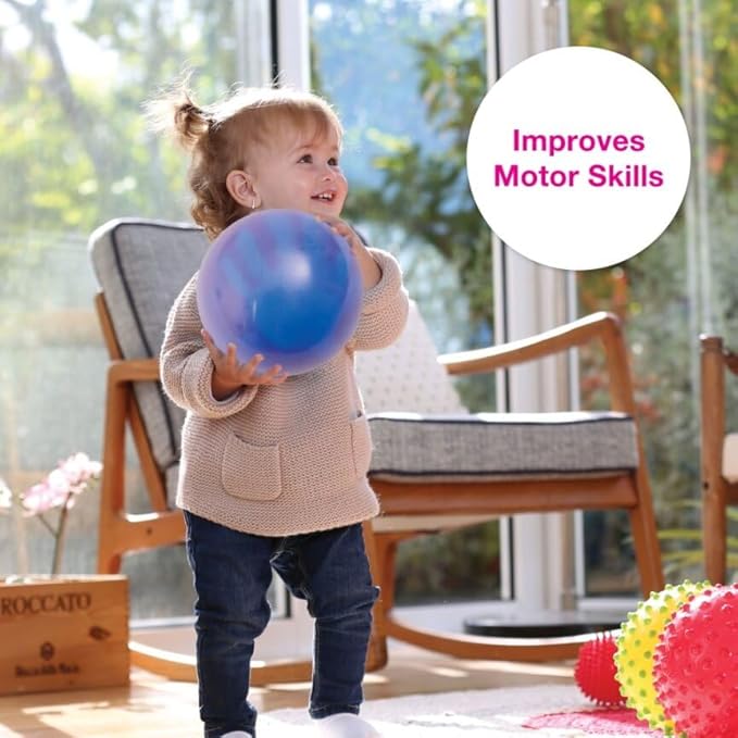 Edushape Incrediball Change-A-Color Sensory Ball for Baby - 7" Deflated with Pump - Color Changing Ball Helps Enhance Gross Motor Skills for Kids