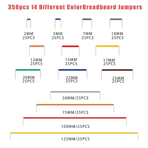 350 Jumper Wires Kit 14 Lengths Assorted Preformed Breadboard Jumper Wire, for Prototyping Solder Circuits, with Free Box
