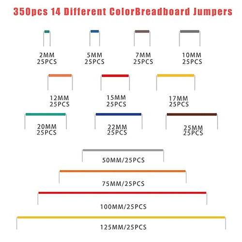 350 Jumper Wires Kit 14 Lengths Assorted Preformed Breadboard Jumper Wire, for Prototyping Solder Circuits, with Free Box