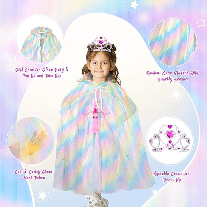 Meland Princess Dress Up - Dress Up Clothes for Girls with Toys,Christmas Birthday Gift for Toddler Girls 3,4,5,6,7,8 Years
